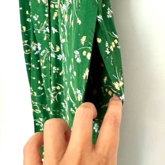 Uniqlo Green Floral Button Down Tea Dress With Pockets Size X Small - Picture 5 of 6